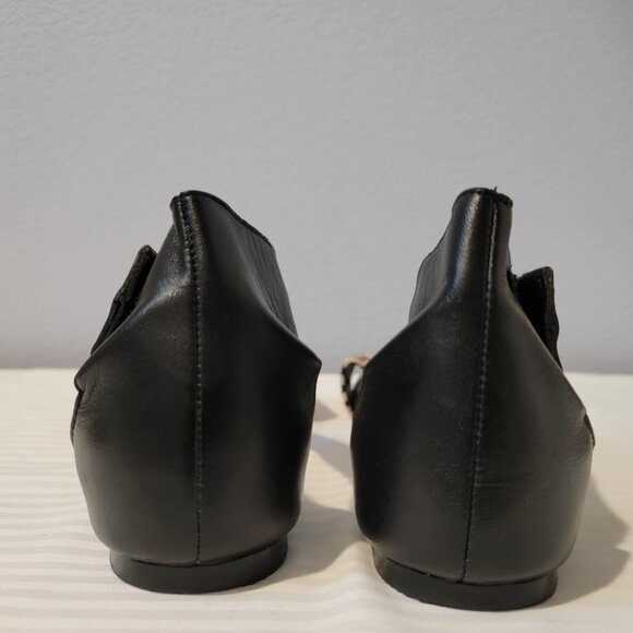 Genuine Leather Animal Print Sandals Black Beige Ankle Strap Size 8/38 - Picture 8 of 12